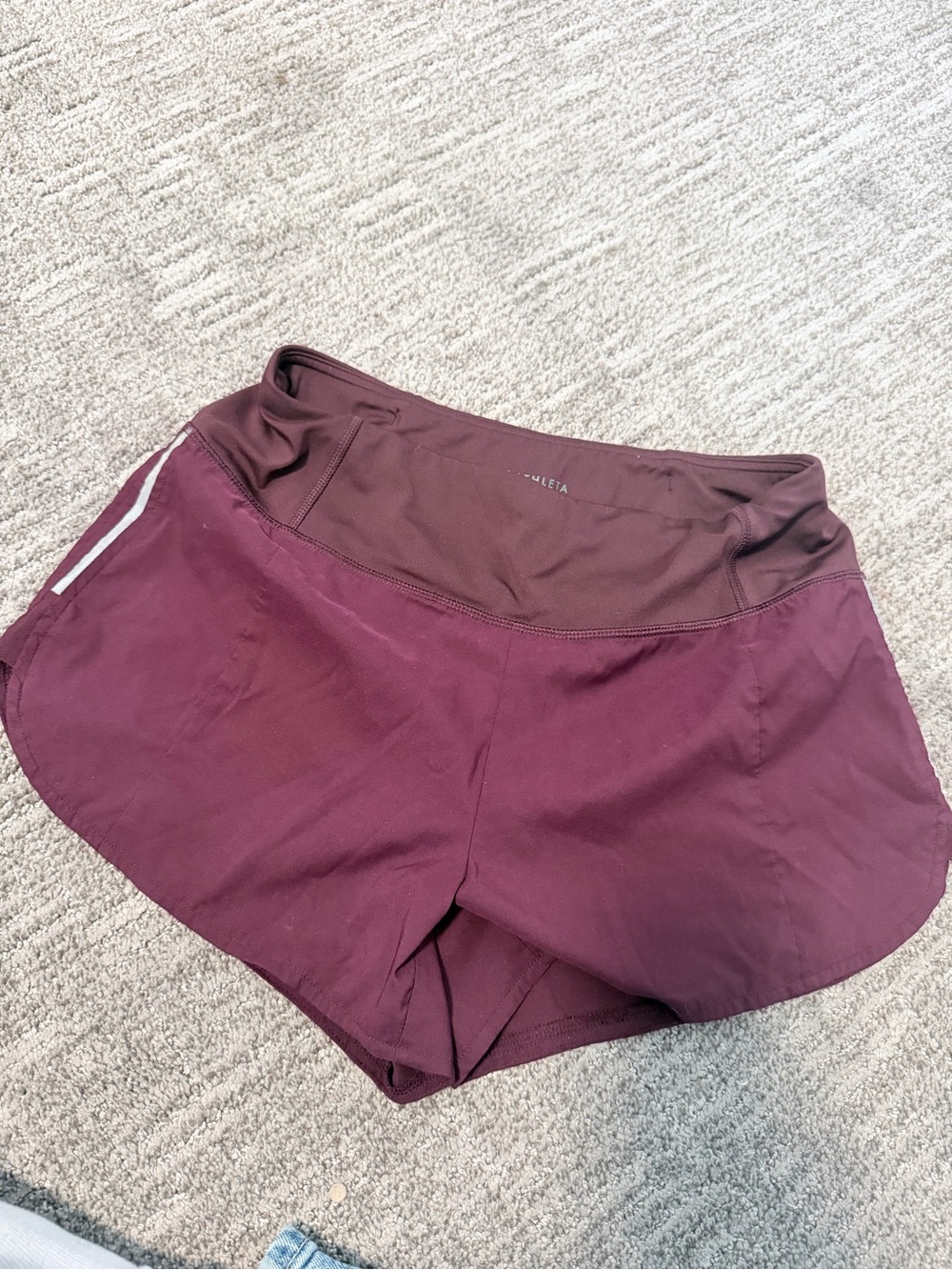 Athleta Maroon Two-Tone Athletic Running Shorts